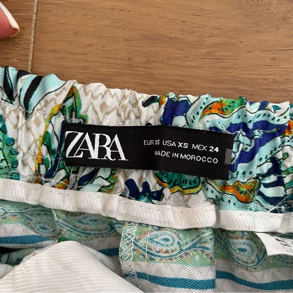 zara green floral paisley satin pants - Picture 4 of 5